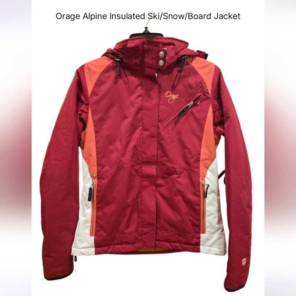 Orage Women's Ski Jacket - Red, Orange, and White Sz Medium Like New